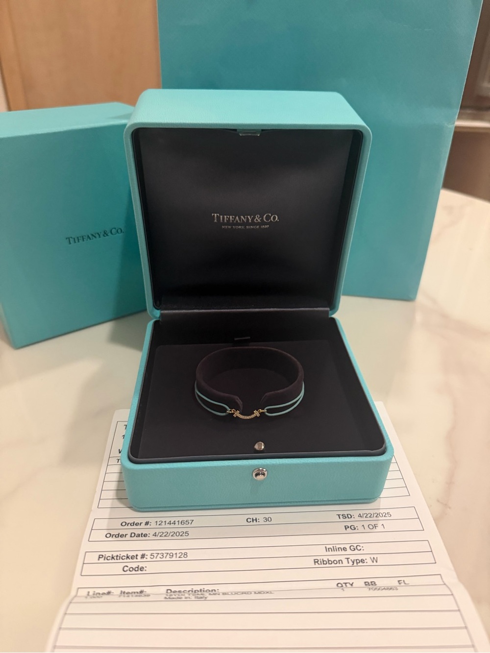 Tiffany & Co. Smile Cord Bracelet in 18K Yellow Gold and Diamonds